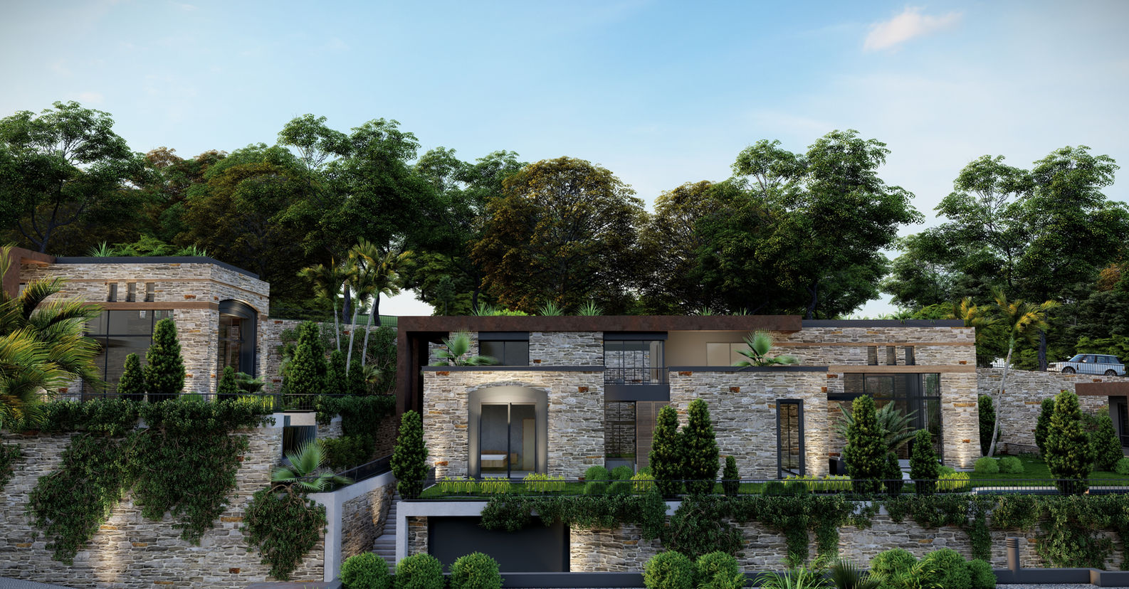 Master site plan showcasing luxury villas and green spaces in Bodrum.