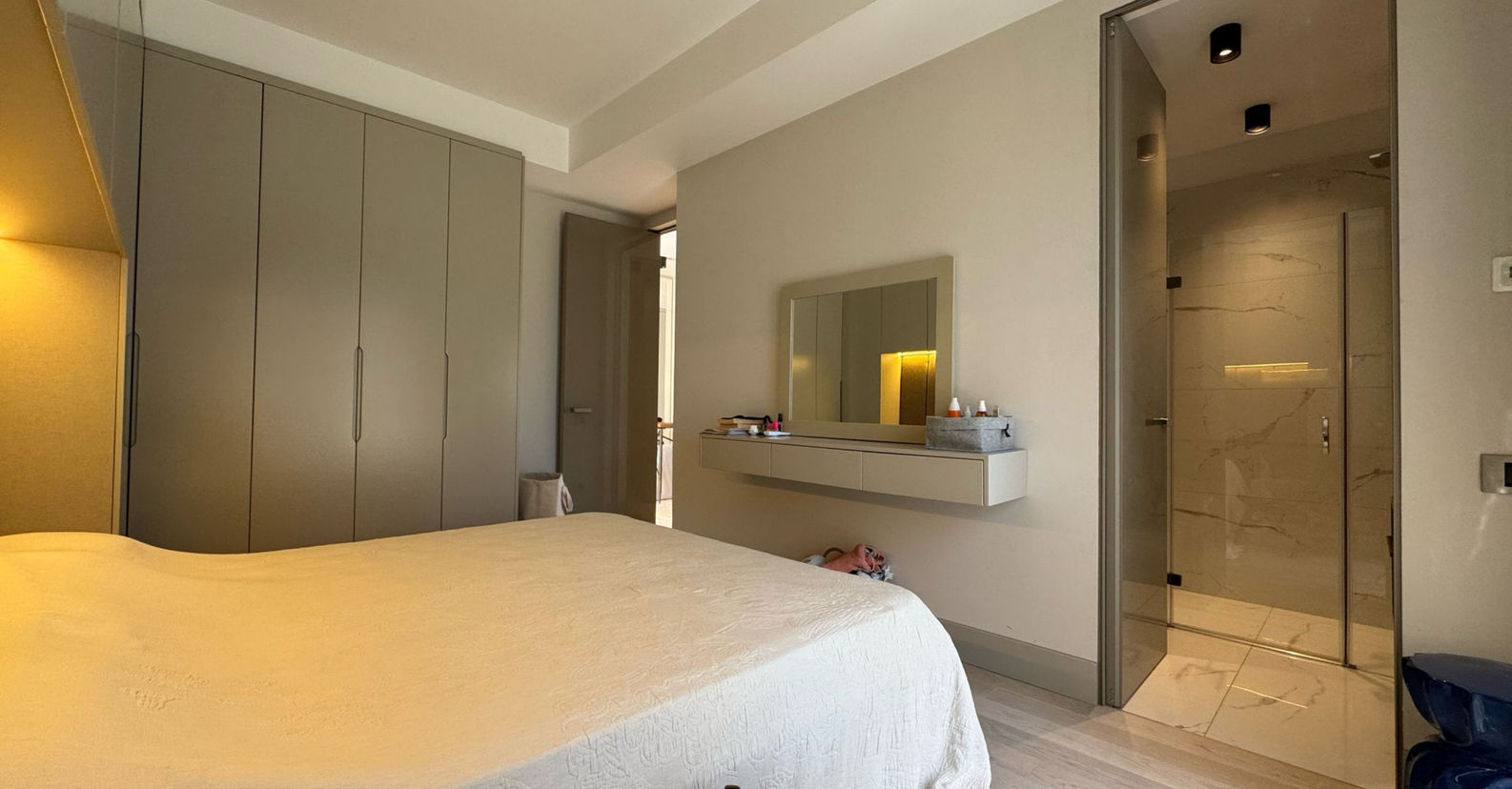 Cozy bedroom with private bathroom in Bodrum luxury villa.