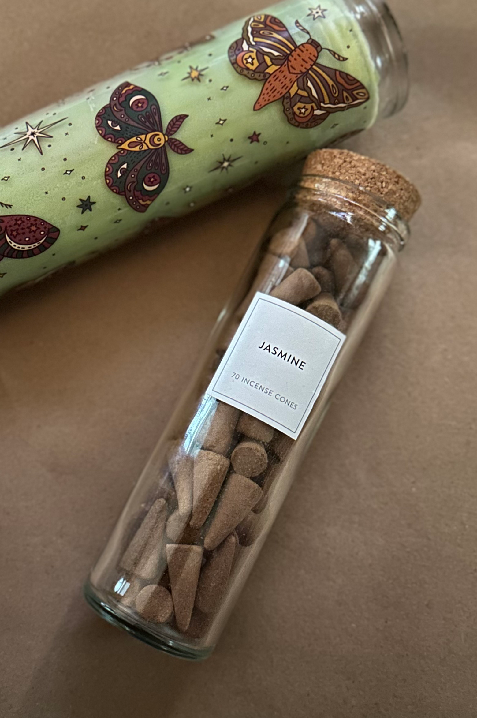 Jasmine Incense Cones in Glass Jar