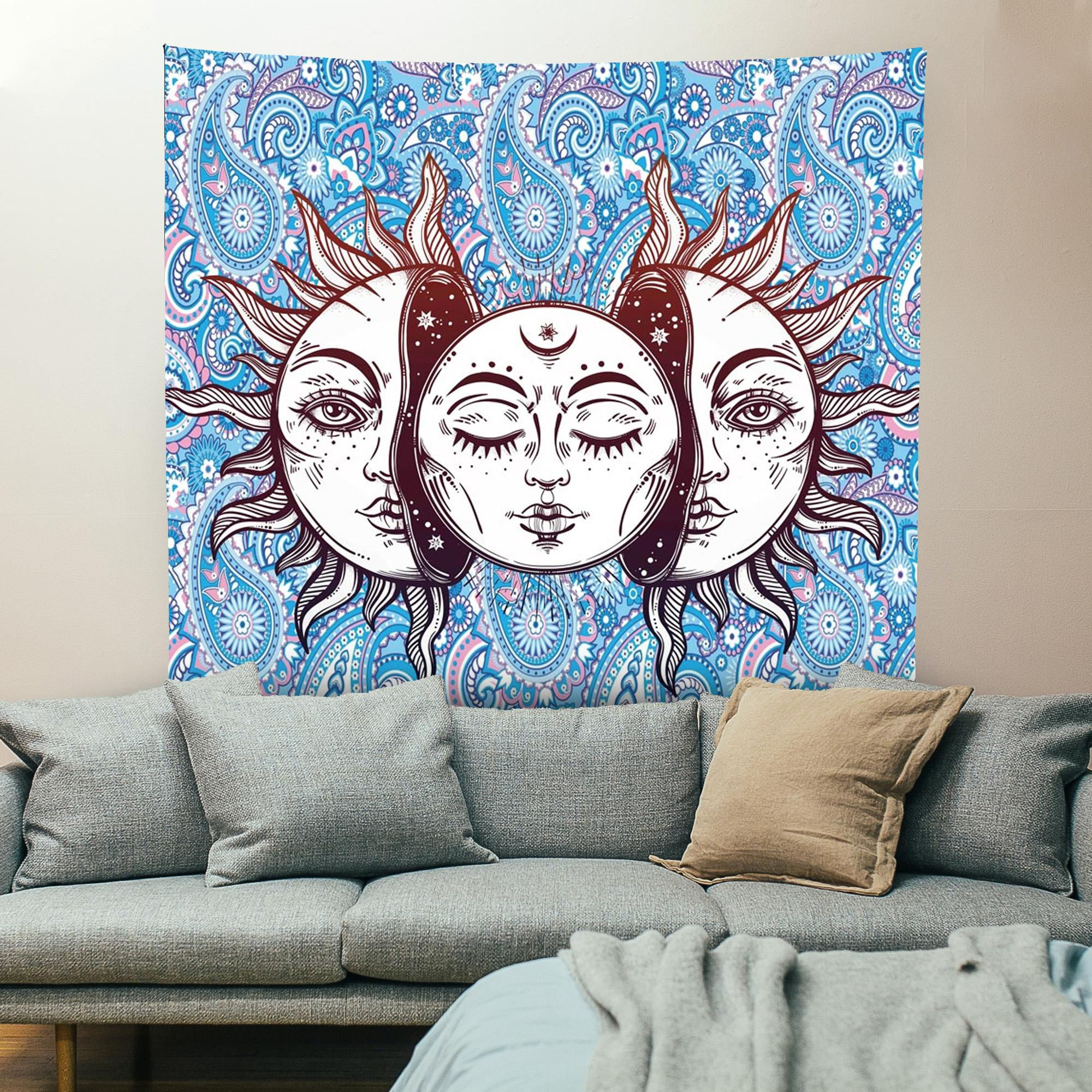 Blue Sun And Moon Mandala Tapestry