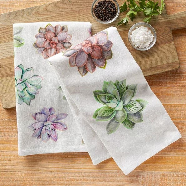 Succulents Set of 2 Towels