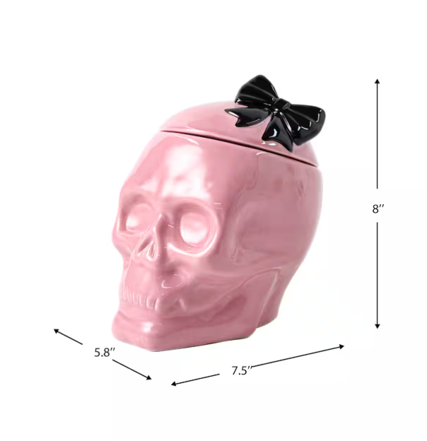 Thumbnail: 8" Pink Skeleton Ceramic Cookie Jar