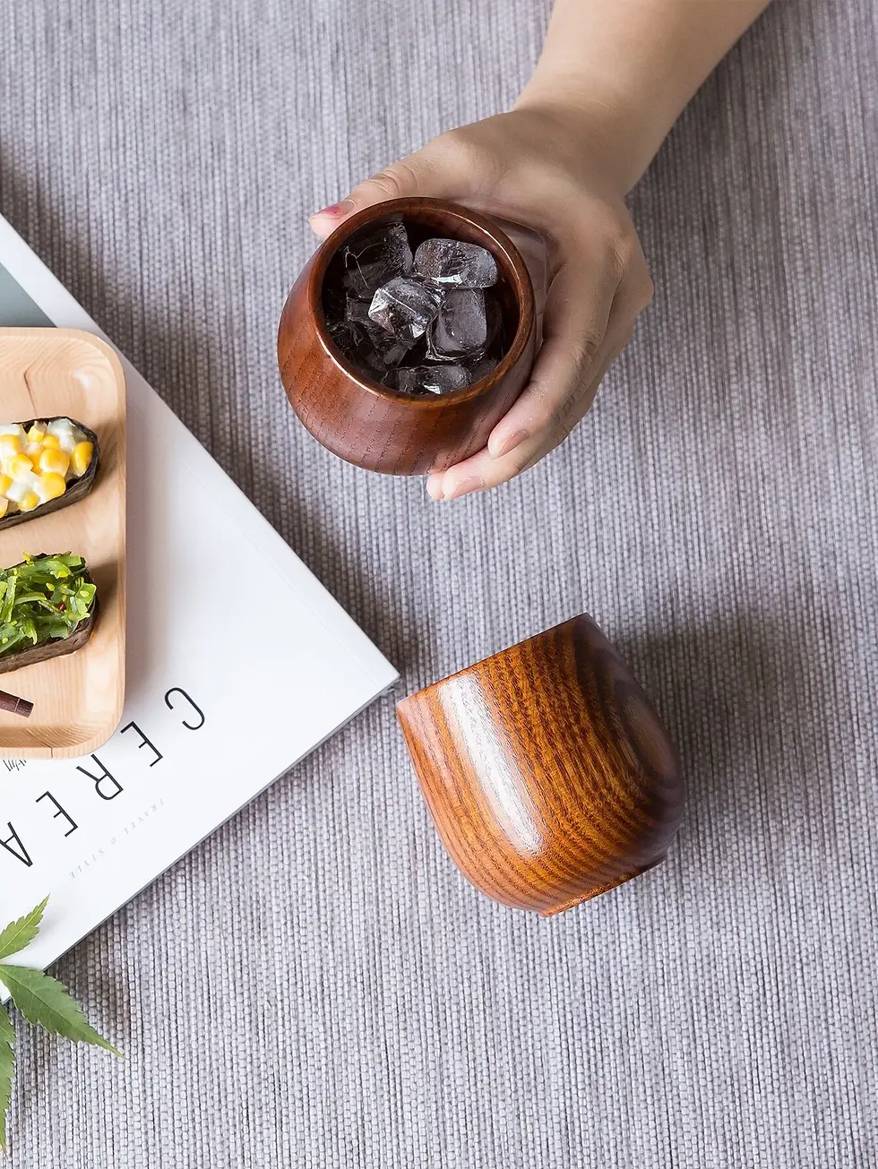 Thumbnail: Chinese Bowl & Wooden Cutlery Set With Wooden Cup & Rest