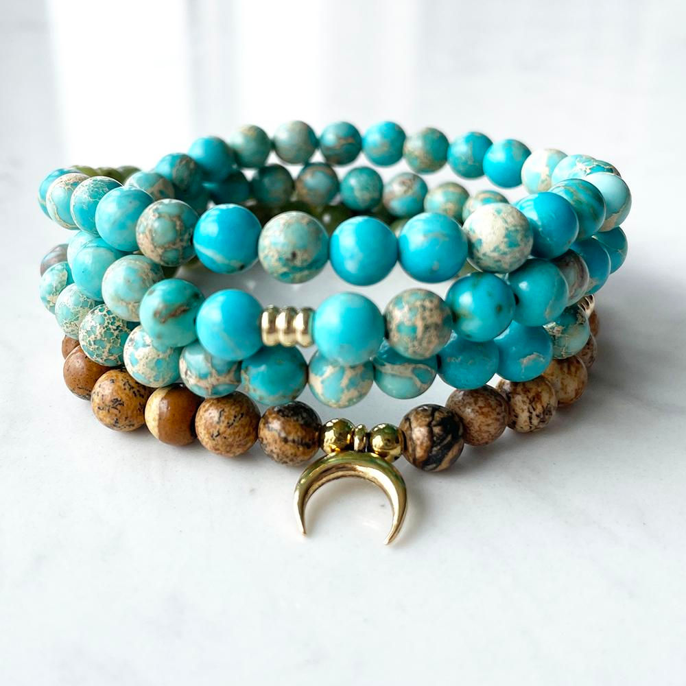 Regalite Jasper & Picture Jasper Gemstone Wrap Bracelet