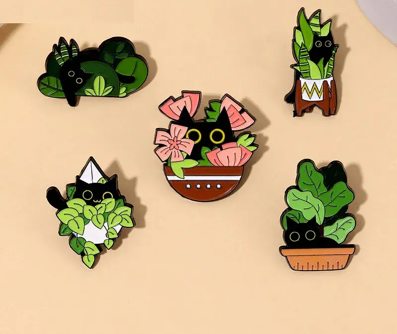 Thumbnail: Cats in Plants Enamel Pin Set