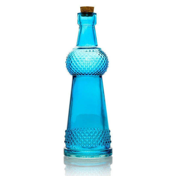 Thumbnail: Vintage Turquoise Blue Glass Bottles Set - (5 Pack, Assorted Designs)