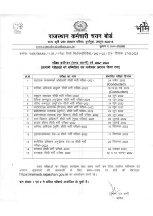 RSMSSB Exam Calendar 2022