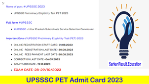 UPSSSC PET Admit Card 2023