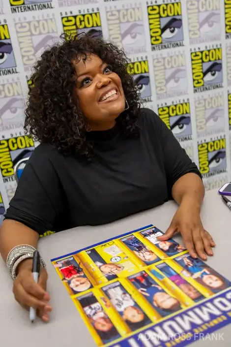 Event photography for a Comic Con panel with a smiling actress