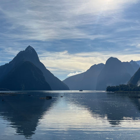 Uitzicht op Milford Sound in Fiordland National Park in Nieuw-Zeeland