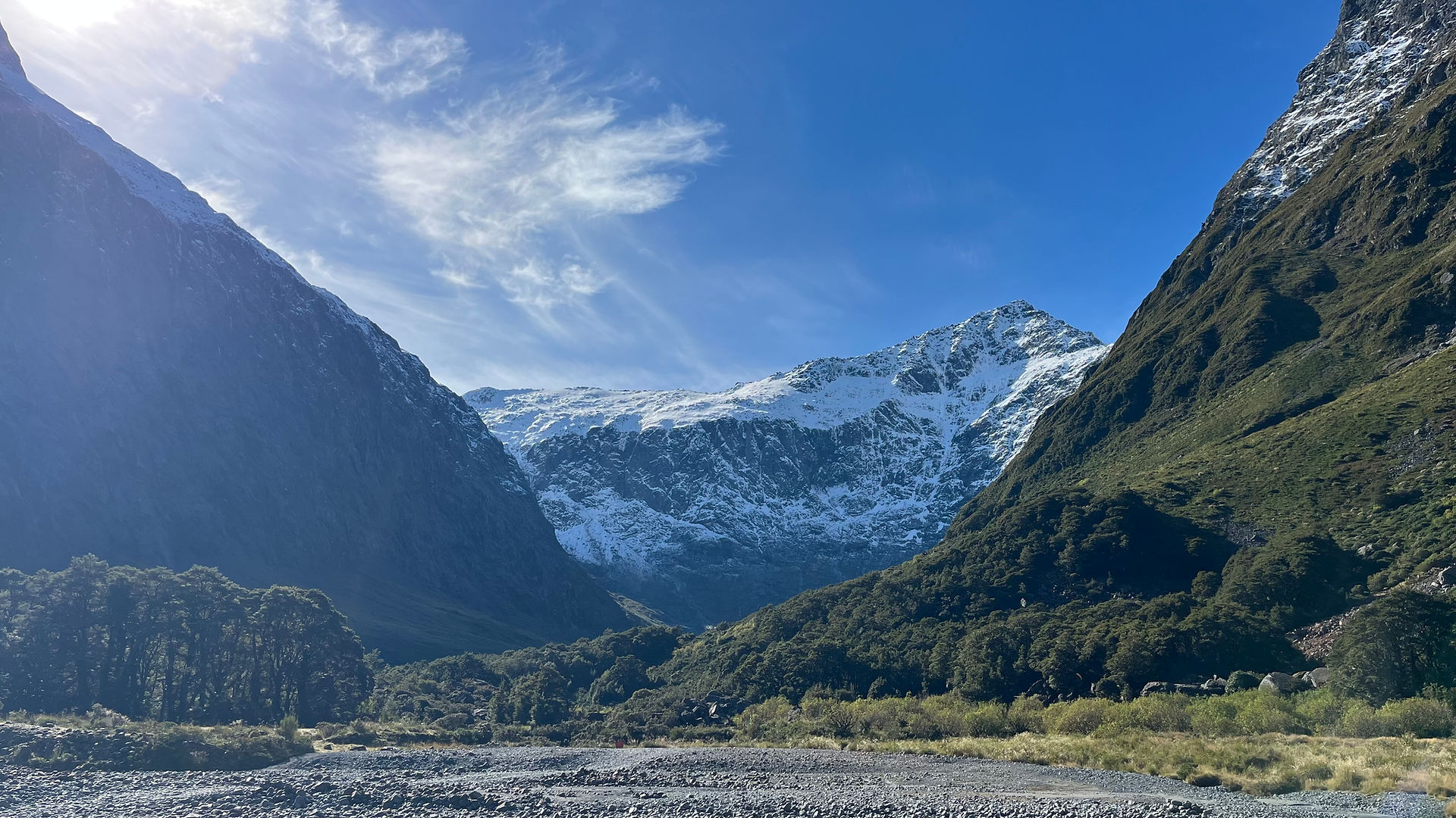 Uitzicht op Gertrude Valley in Fiordland National Park