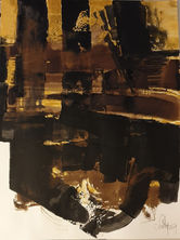 acrylique et brou de noix, clair obscure, froissage