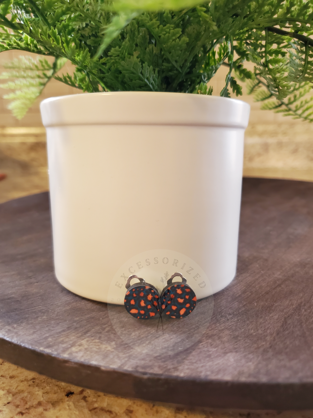 Teal Cheetah Print Earring