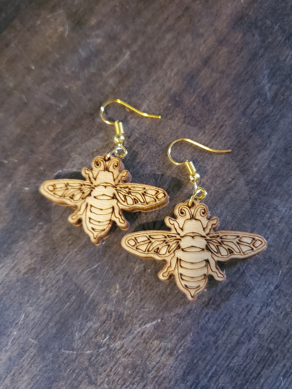 Thumbnail: Solid Bee Wood Earrings