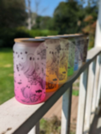 Cutesy Ghost & Web Glass Can