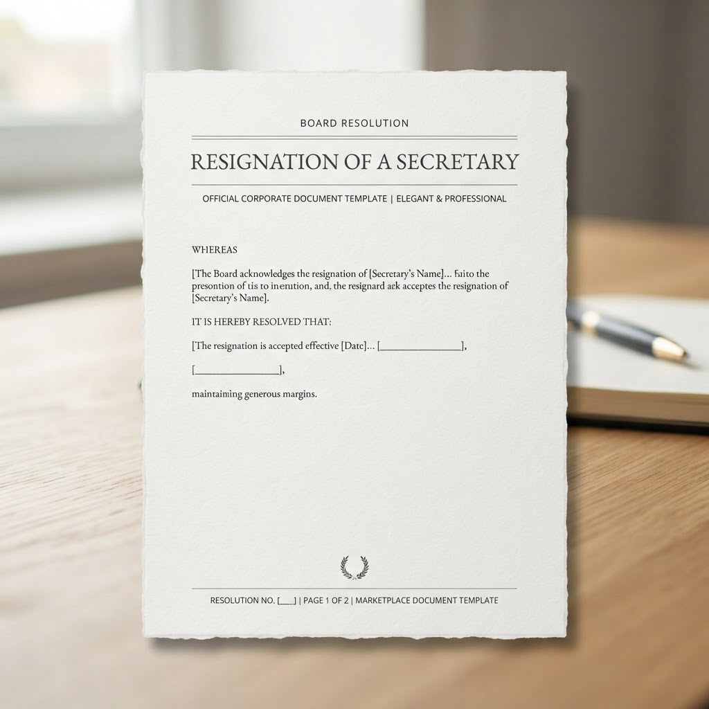 Board Resolution - Resignation of a Secretary