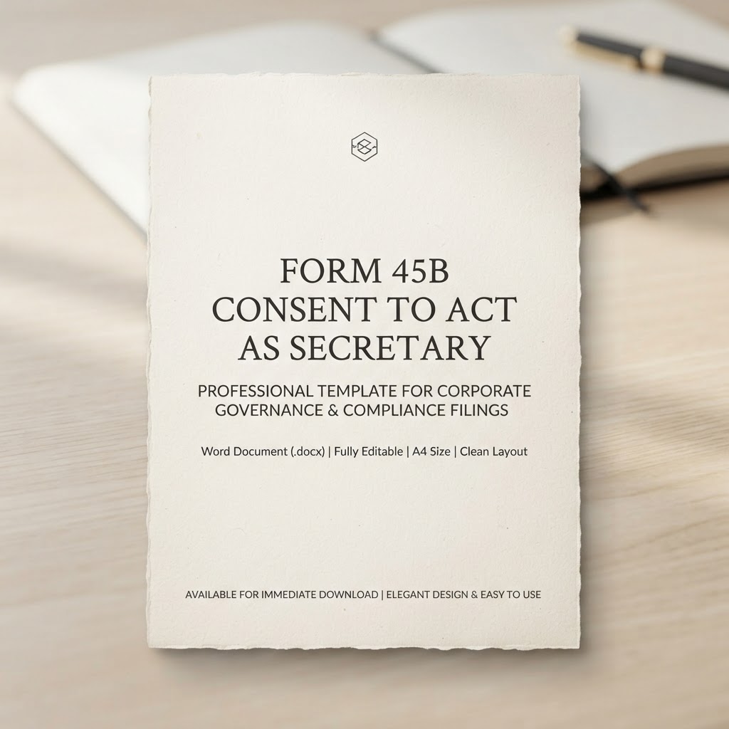 Form 45B - Consent to act as secretary