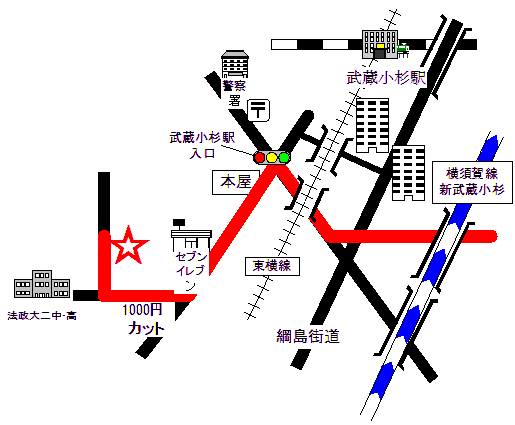 武蔵小杉駅周辺より来院される場合