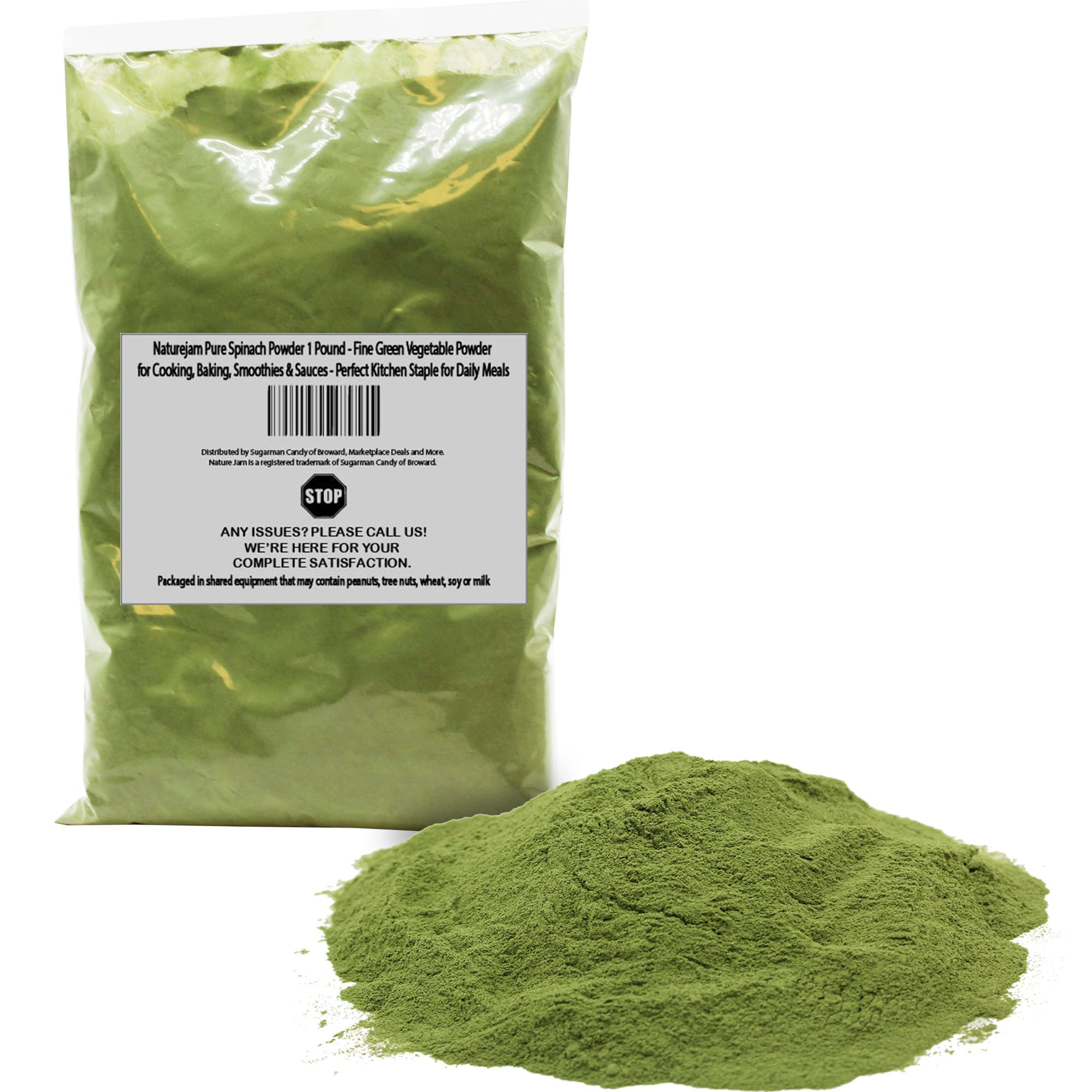 Naturejam Spinach Powder 1lb - Fine Green Vegetable Cooking Baking Smoothies