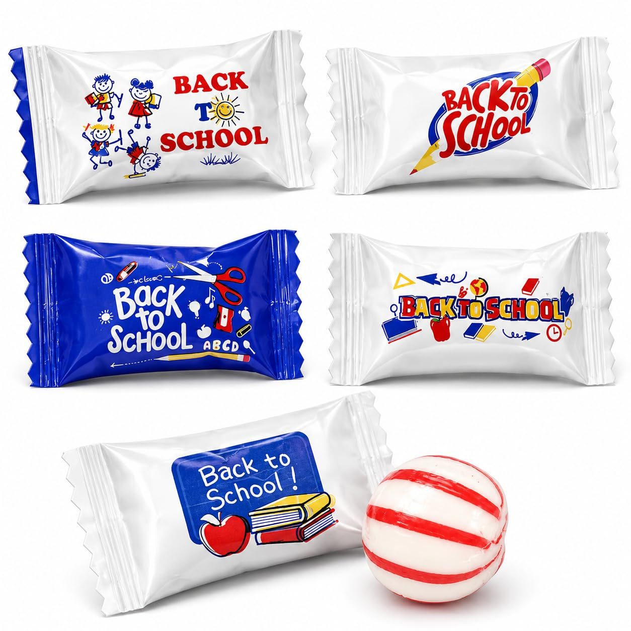 Back to School Themed Peppermint Candy 100 Count - Individually Wrapped