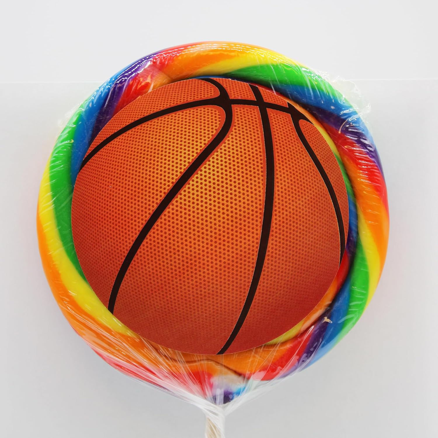 Naturejam Basketball Themed 4 Inch Lollipop - 1 Count - Sports Candy for Game Da
