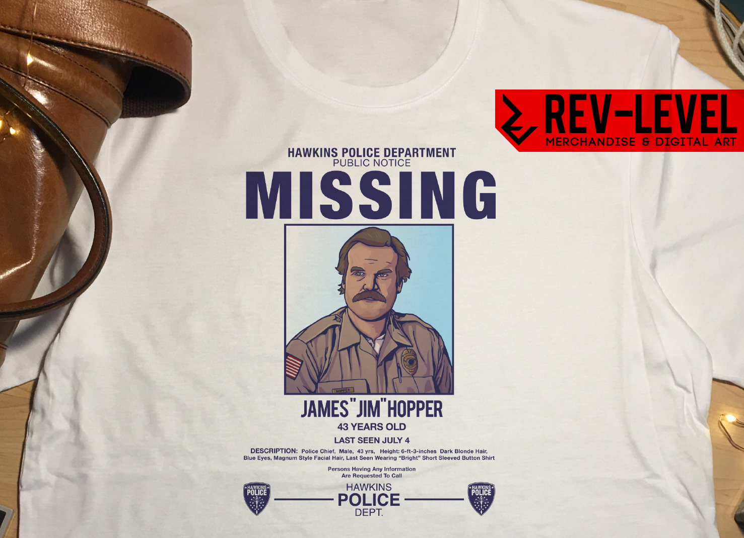 Stranger Things Hopper Missing Poster T Shirt Inspired By Netflix