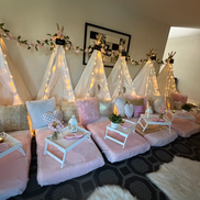 Pink dreams themed tents for kids sleepover