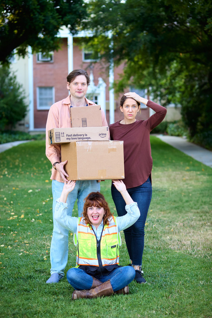 From left: Rob Welsh (Matty), Susan-Kate Heaney (Jocelyn) and Elizabeth Schmidt (Zara) in "Thank You for Your Order" at Brewery Arts Complex (Photo by Marc Kelly)