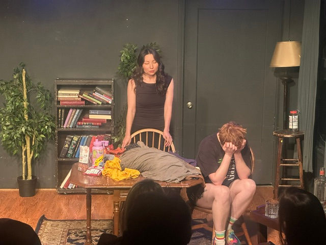 From left: Leilani Nicol and Bre Melino in "An Ode to Parenting" at Stephanie Feury Studio Theatre