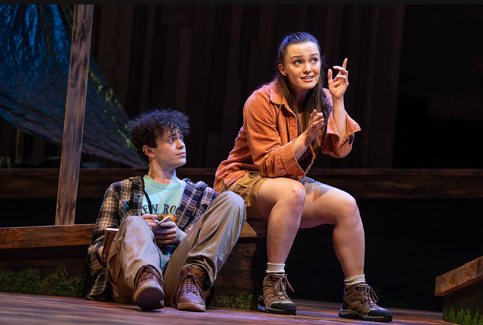 From left: Jacob Zelonky (Tom) and Jennifer Noble (Whitney) in "Wild Child" at Laguna Playhouse (Photo by Joan Marcus)