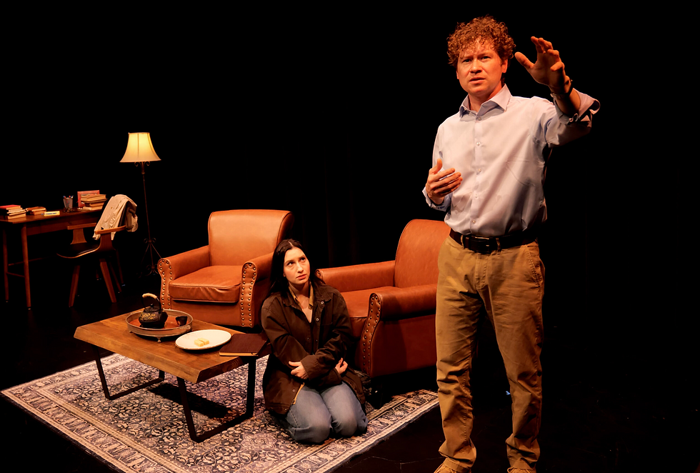 From left: Carolina Rodriguez (Susan) and Casey Morris (Todd) in "Blue Kiss" at Ruskin Group Theatre (Photo by Amelia Mulkey)