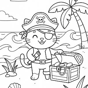 Dibujo para colorear de gato pirata