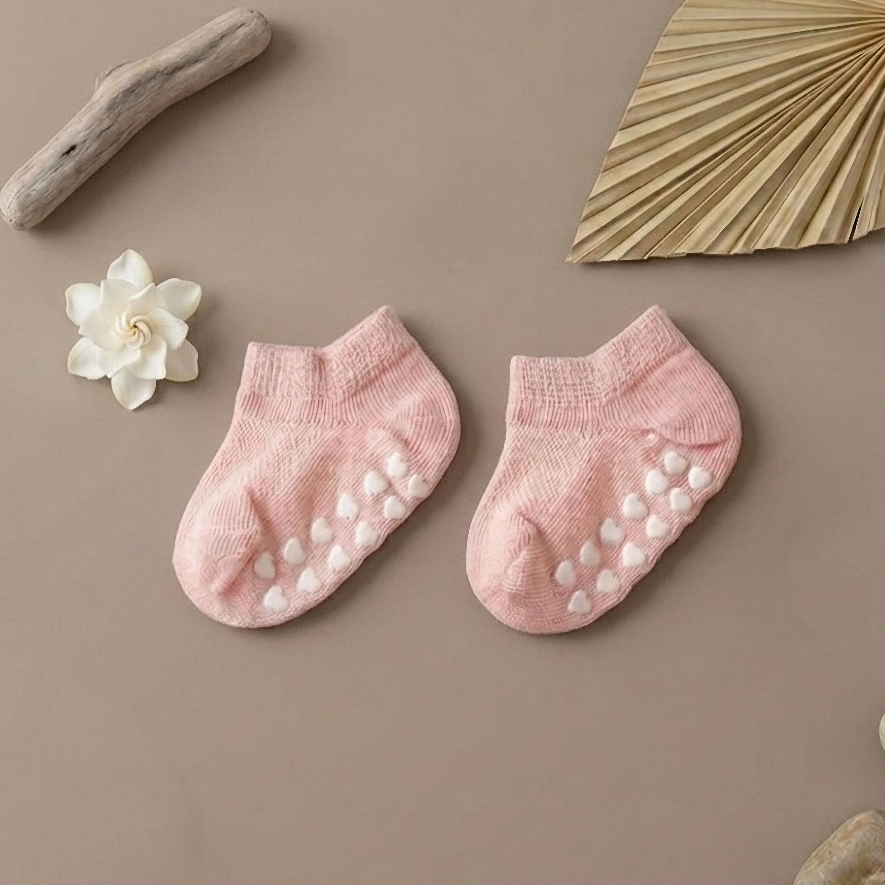 Calcetines para Bebé Rosa de Algodón Antideslizantes 0-6 Meses