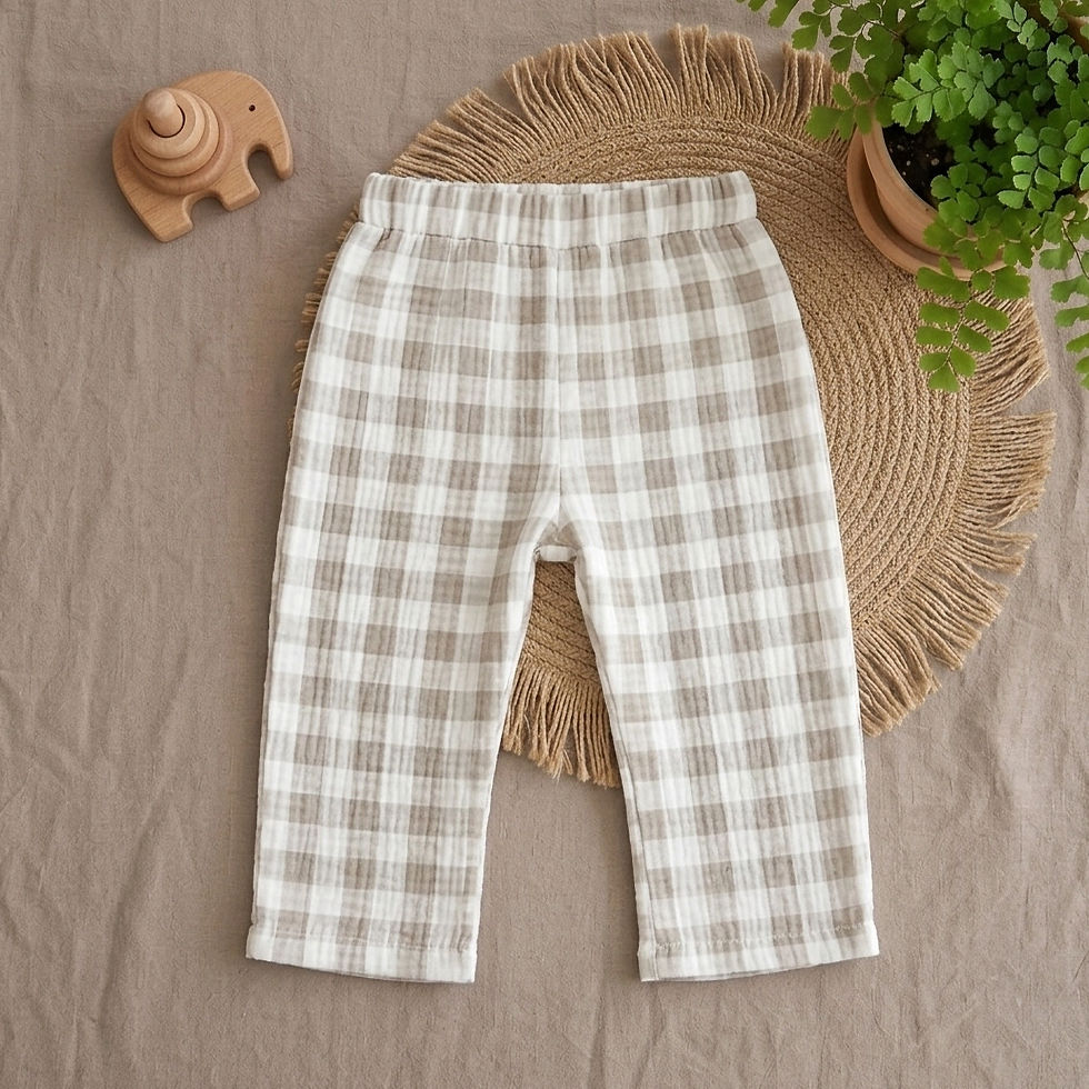 Pantalón para Bebé Niño Beige con Cuadros Algodón