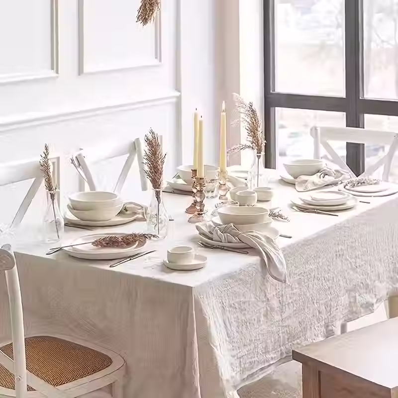 Miniatura: Mantel Beige Claro Estilo Lino Moderno para Mesa