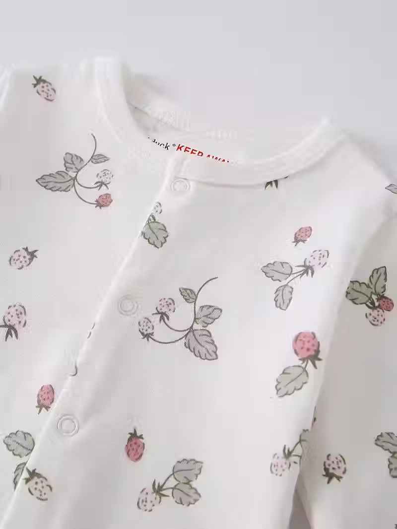 Thumbnail: Mameluco para Bebé Niña de Algodón - Pijama con Pie y Manga Larga
