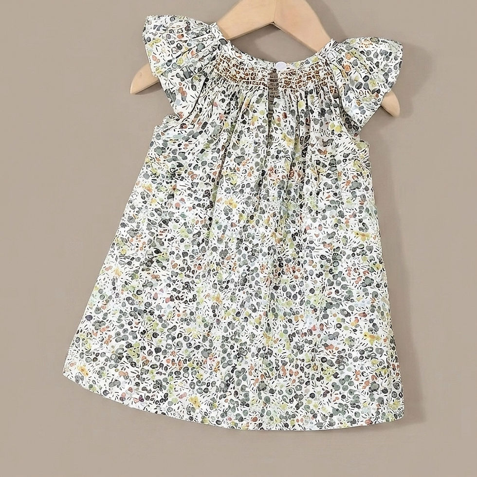 Miniatura: Vestido para Niña de Algodón Verde Multicolor con Bordado Decorativo y Manga Mar