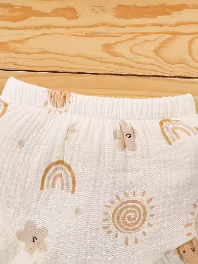 Miniatura: Conjunto de Verano para Bebé Niña 2 Piezas de Algodón Arrugado