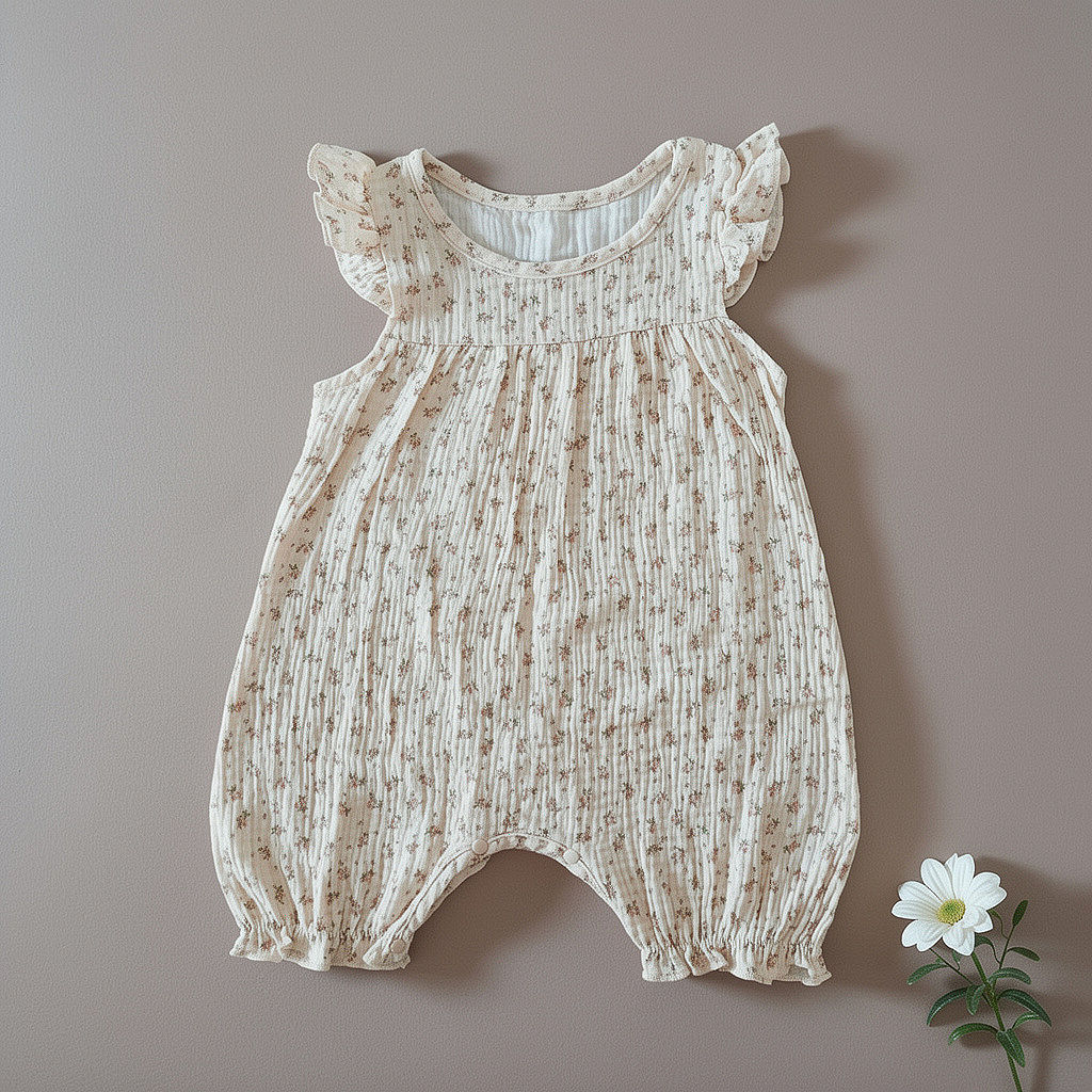 Romper para Bebé Niña de Algodón Suave y Transpirable – Estampado Floral Vintage