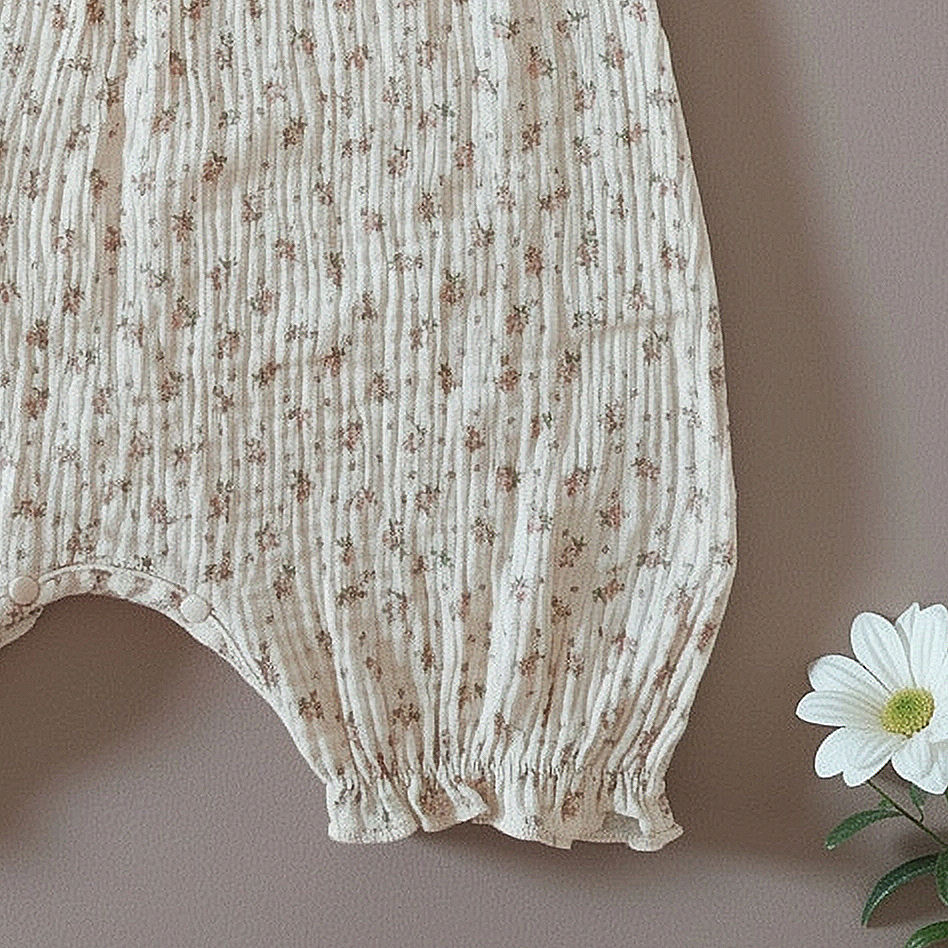 Miniatura: Romper para Bebé Niña de Algodón Suave y Transpirable – Estampado Floral Vintage