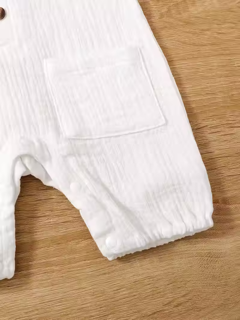 Thumbnail: Mameluco para Bebé Niño Sin Mangas 100% Algodón con Bolsitas y Botones