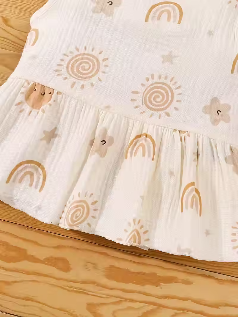 Miniatura: Conjunto de Verano para Bebé Niña 2 Piezas de Algodón Arrugado
