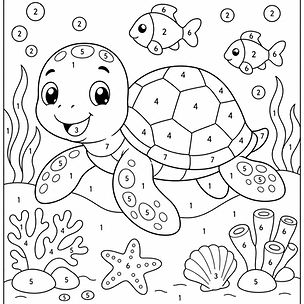Dibujo para Colorear con Números - tortuga