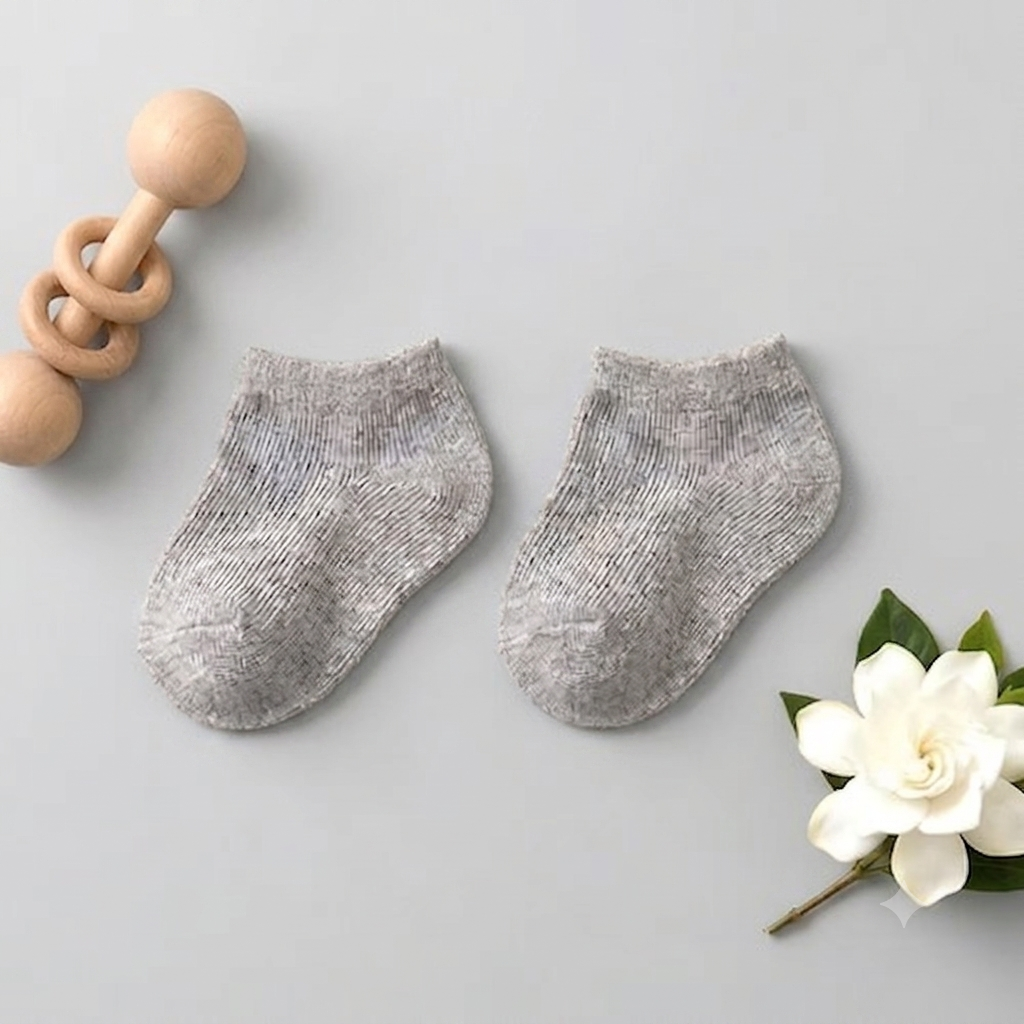 Calcetines para Bebé de Algodón 0-6 Meses Gris Suaves