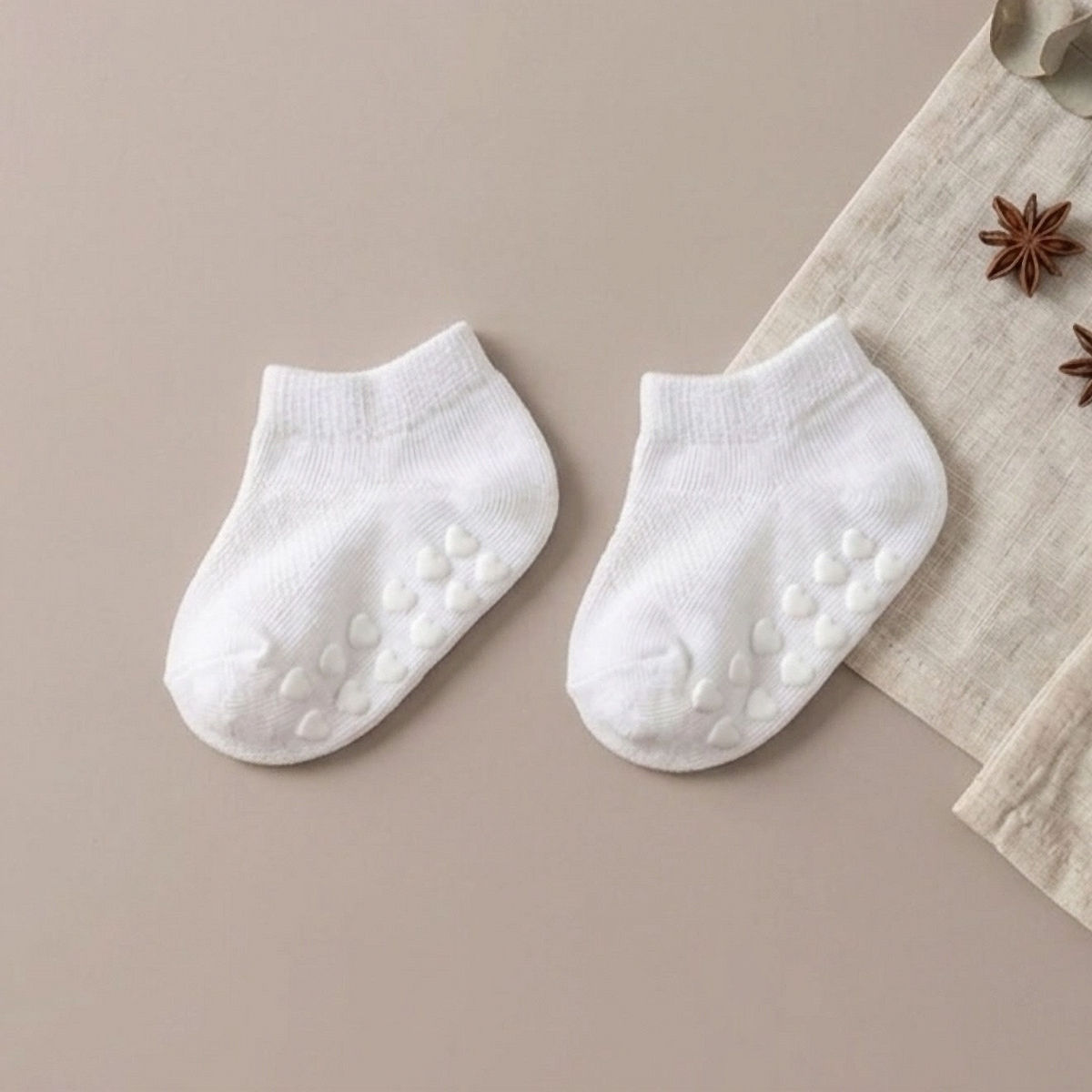 Calcetines Blancos para Bebé de Algodón Antideslizantes 0-6 Meses