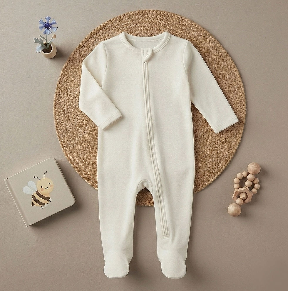 Mameluco para Bebé 100% Algodón Blanco con Cierre | Pijama y Ropa para Bebé