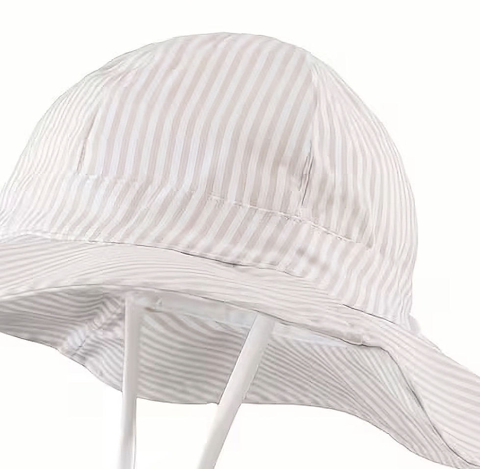 Miniatura: Sombrero Bucket para Bebé Talla 50 con Rayas Beige y Blanco – Protección Solar