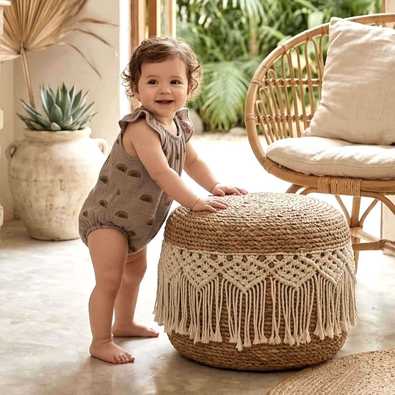 Ranita Pañalero Taupe con Estampado de Soles Café – Body para Bebe