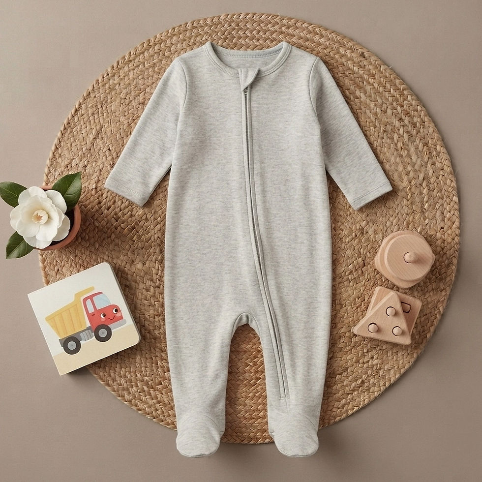 Pijama para Bebé 100% Algodón Gris con Cierre | Mameluco y Ropa para Bebé