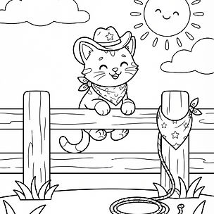 Dibujo para colorear de gato vaquero